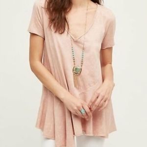 Anthro Eri + Ali Dusty Pink Flutter Peplum Top EUC